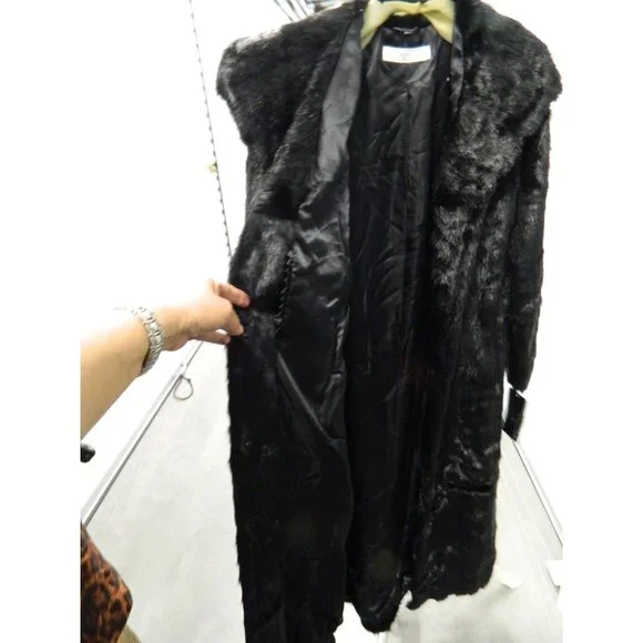 Pamela McCoy Collection Black Faux Fur Long Coat Size L 52" Long With Tags New - Picture 8 of 16